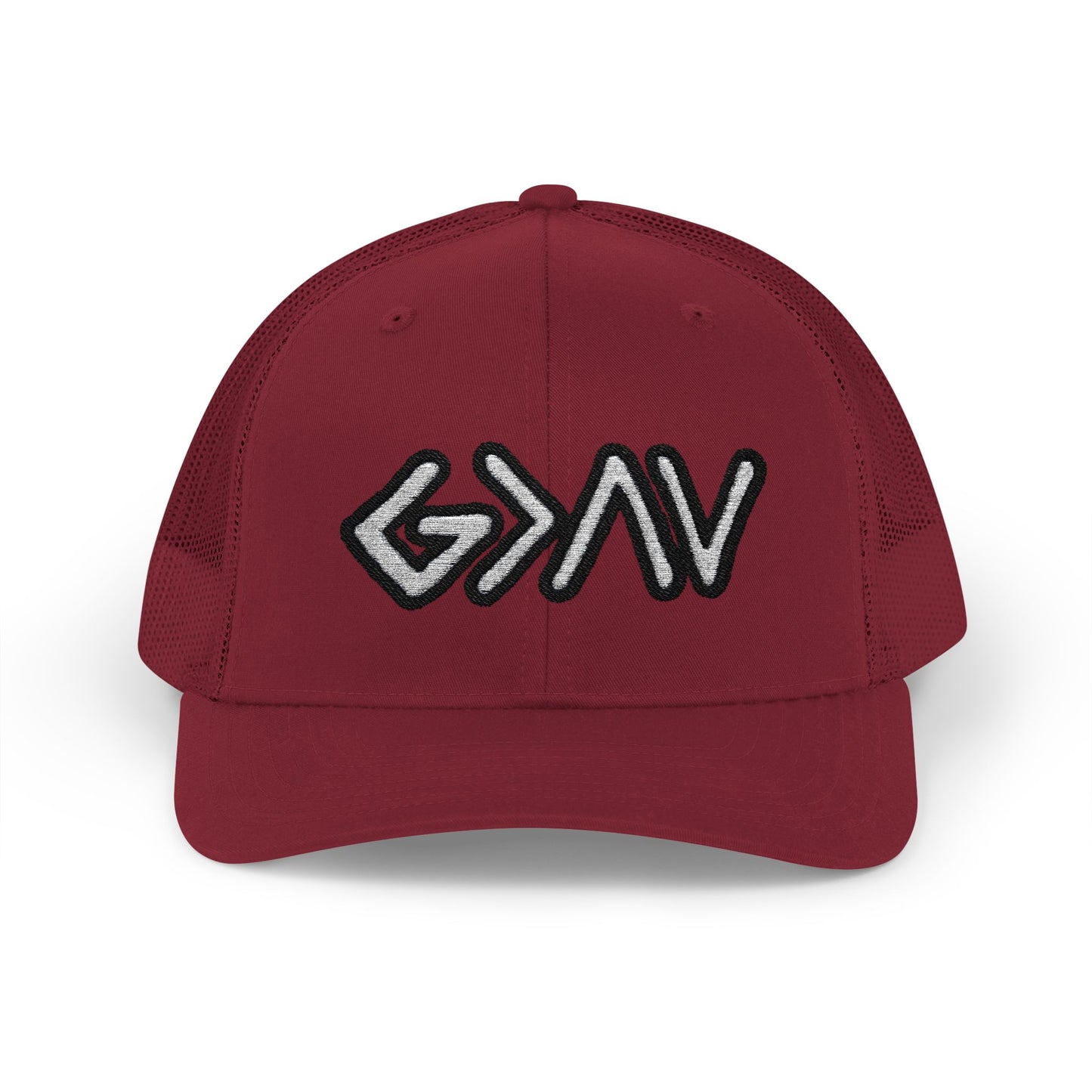 GOD>Ups & Downs Trucker Cap – Embroidered Snapback Mesh Hat
