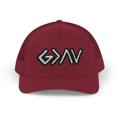 GOD>Ups & Downs Trucker Cap – Embroidered Snapback Mesh Hat