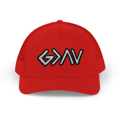 GOD>Ups & Downs Trucker Cap – Embroidered Snapback Mesh Hat