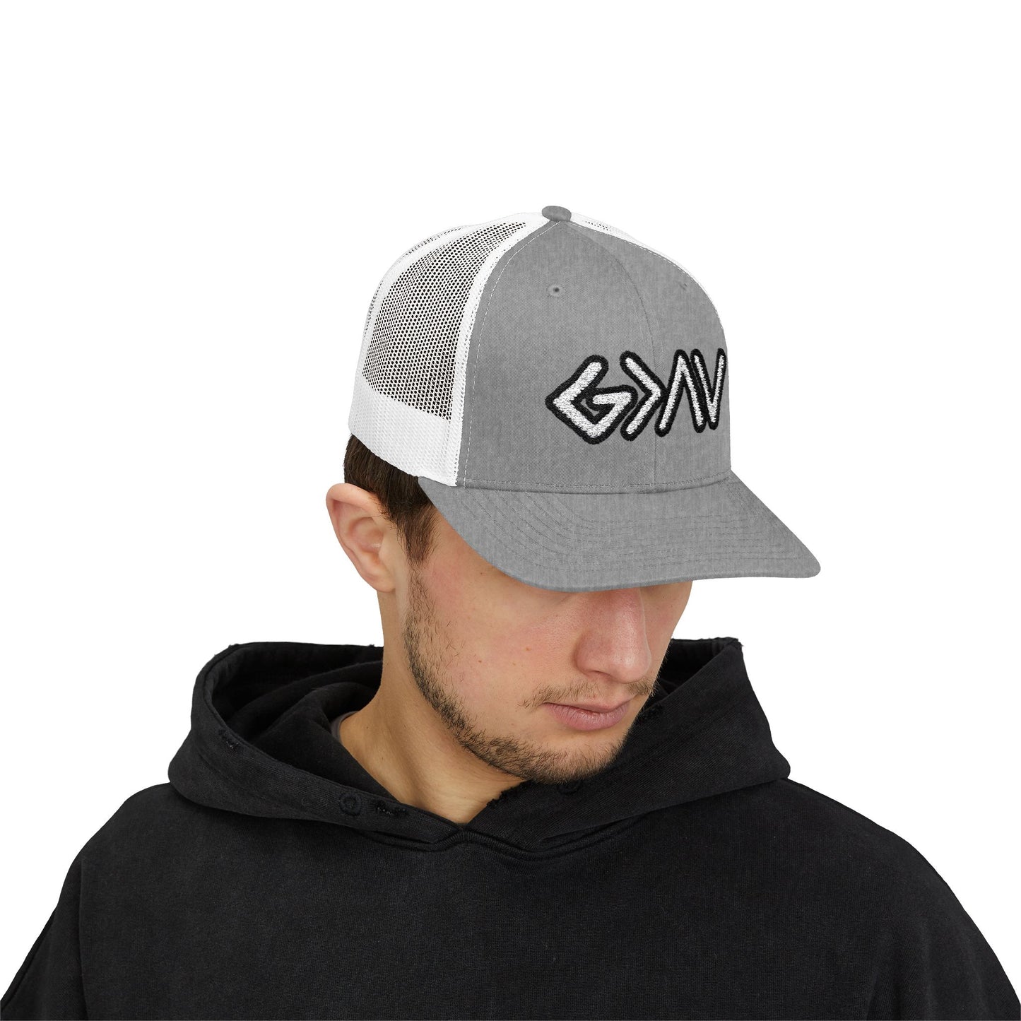 GOD>Ups & Downs Trucker Cap – Embroidered Snapback Mesh Hat