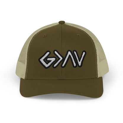 GOD>Ups & Downs Trucker Cap – Embroidered Snapback Mesh Hat