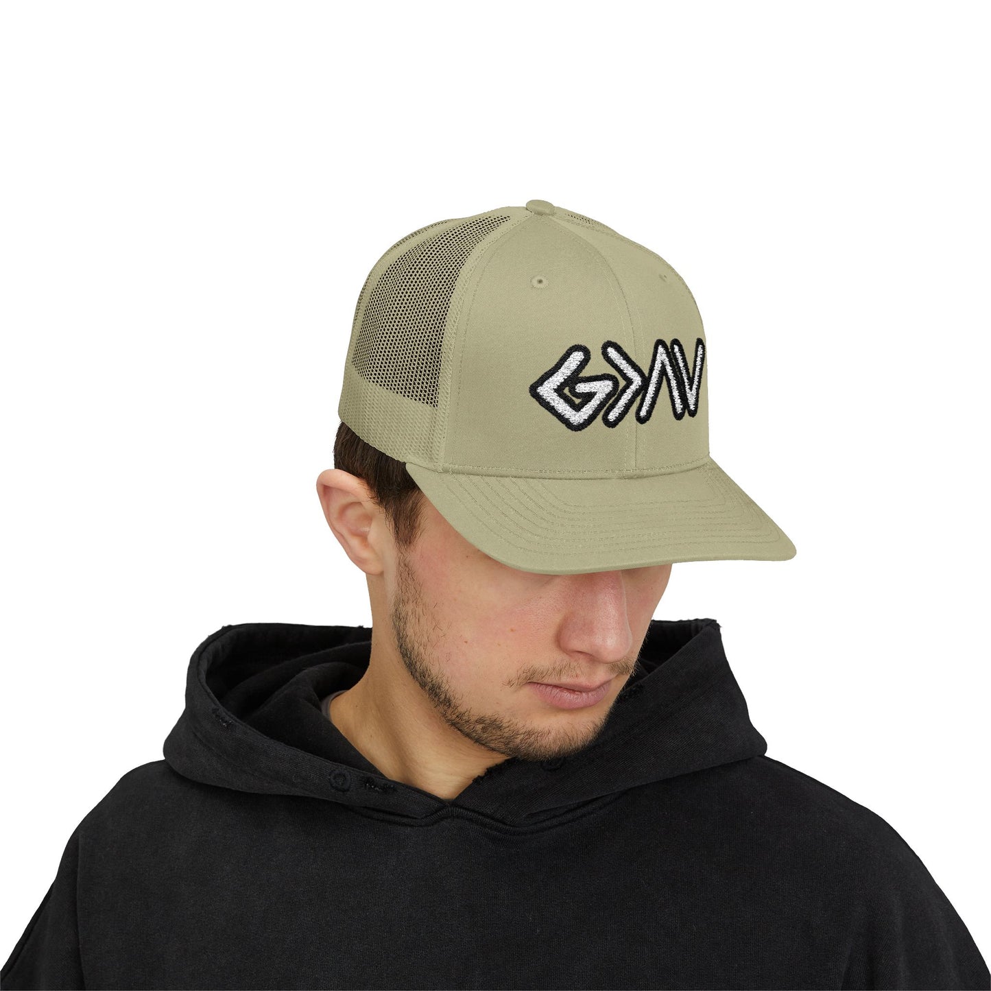GOD>Ups & Downs Trucker Cap – Embroidered Snapback Mesh Hat