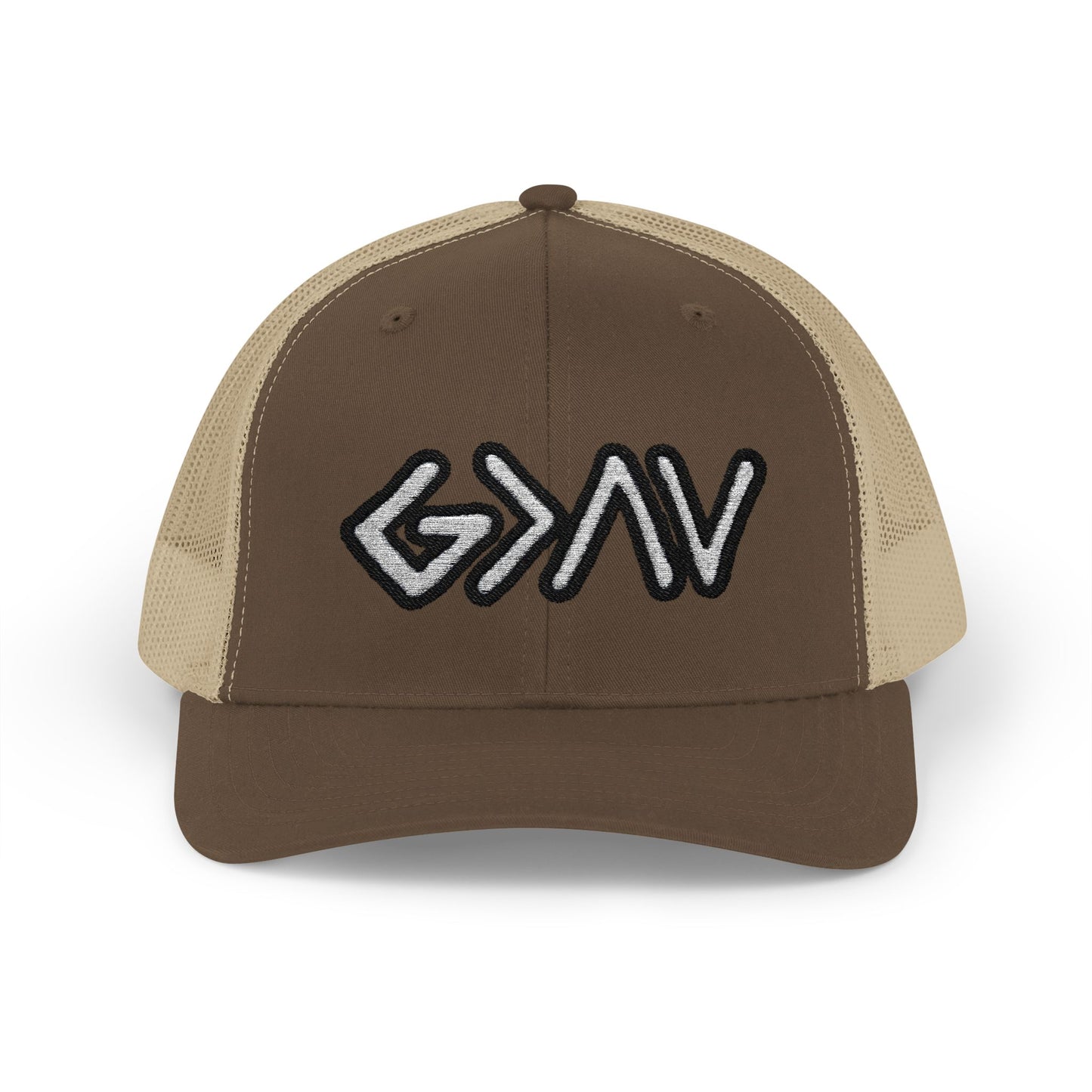 GOD>Ups & Downs Trucker Cap – Embroidered Snapback Mesh Hat