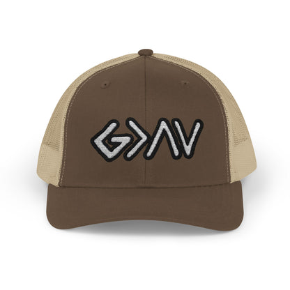 GOD>Ups & Downs Trucker Cap – Embroidered Snapback Mesh Hat