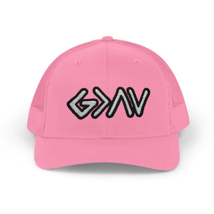 GOD>Ups & Downs Trucker Cap – Embroidered Snapback Mesh Hat