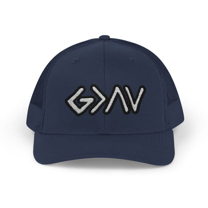 GOD>Ups & Downs Trucker Cap – Embroidered Snapback Mesh Hat
