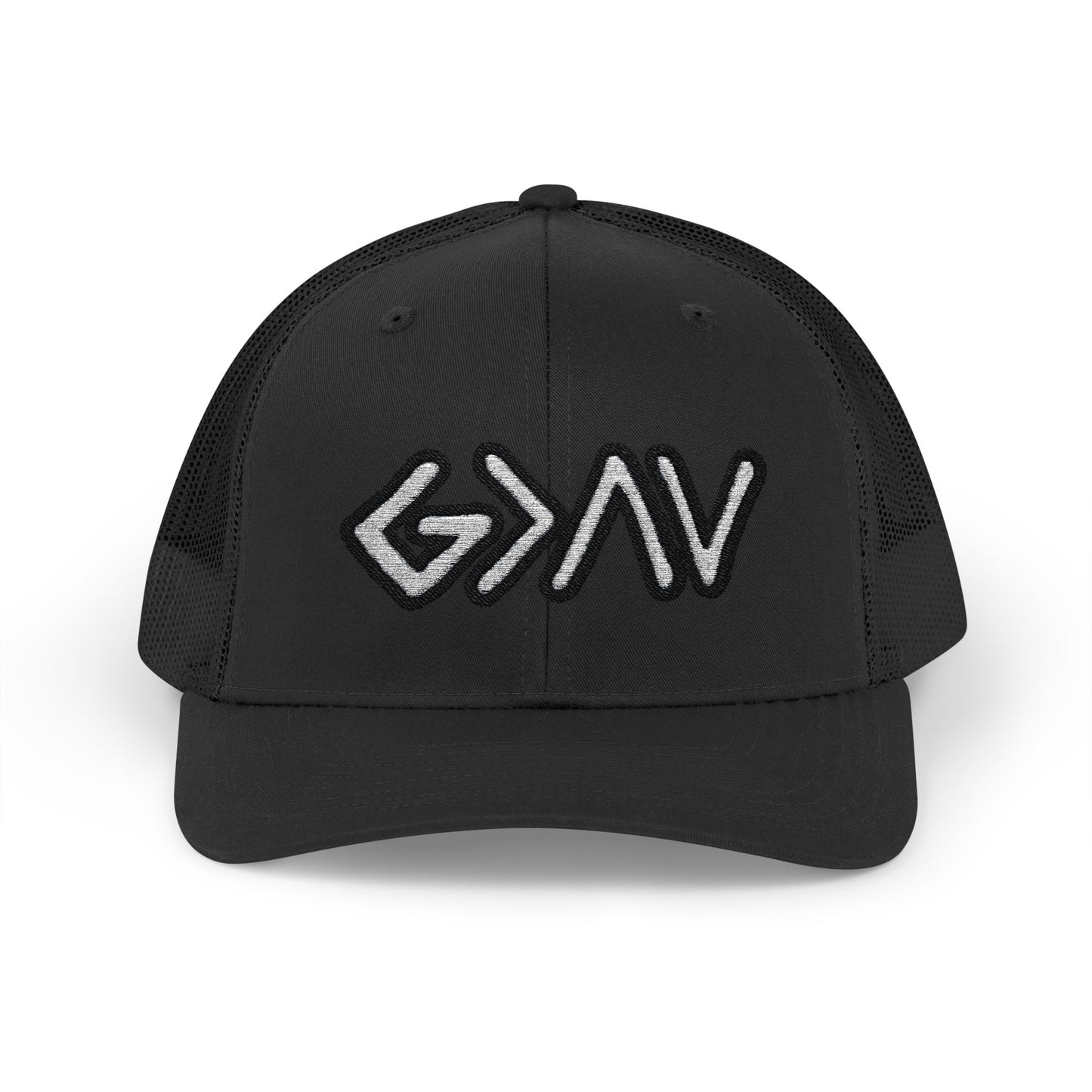 GOD>Ups & Downs Trucker Cap – Embroidered Snapback Mesh Hat