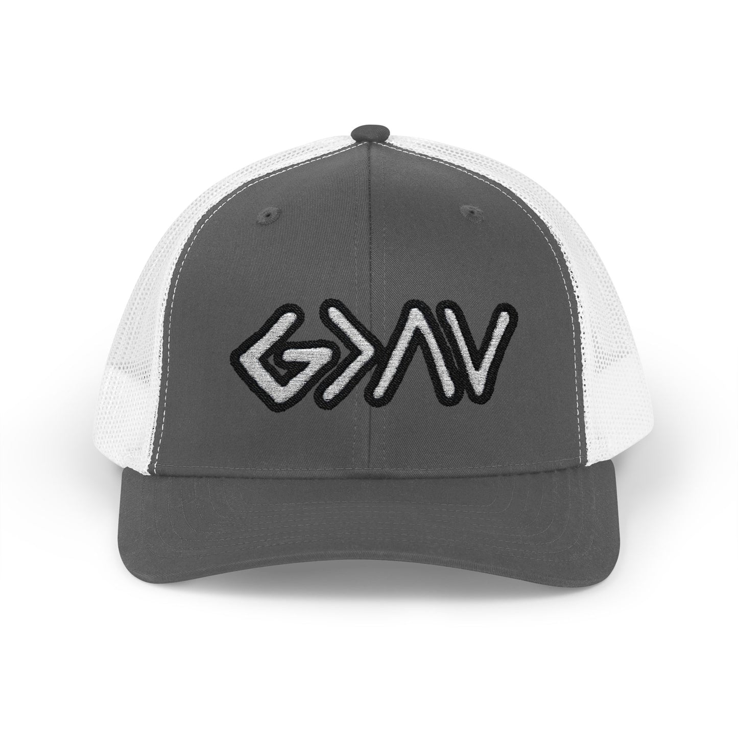 GOD>Ups & Downs Trucker Cap – Embroidered Snapback Mesh Hat
