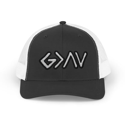 GOD>Ups & Downs Trucker Cap – Embroidered Snapback Mesh Hat
