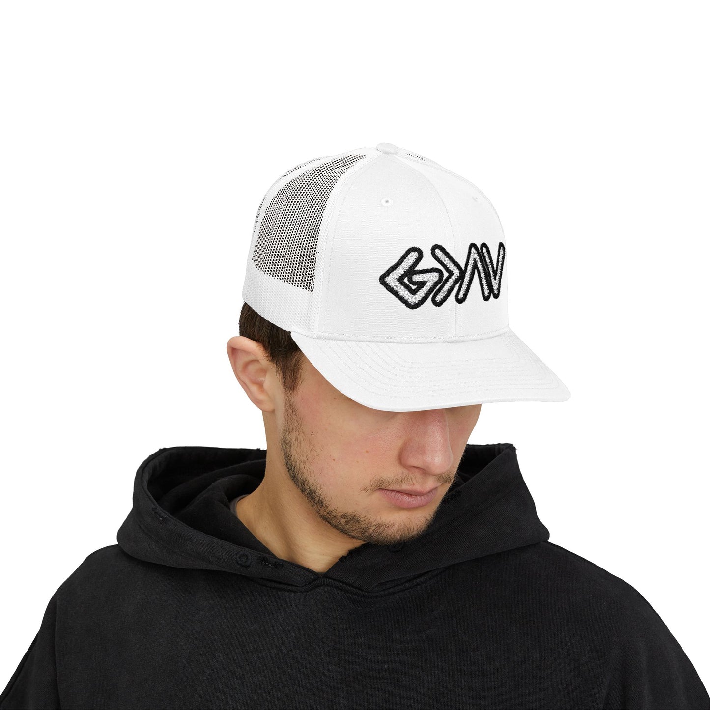 GOD>Ups & Downs Trucker Cap – Embroidered Snapback Mesh Hat