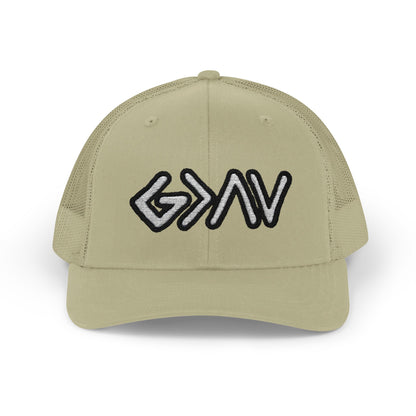 GOD>Ups & Downs Trucker Cap – Embroidered Snapback Mesh Hat