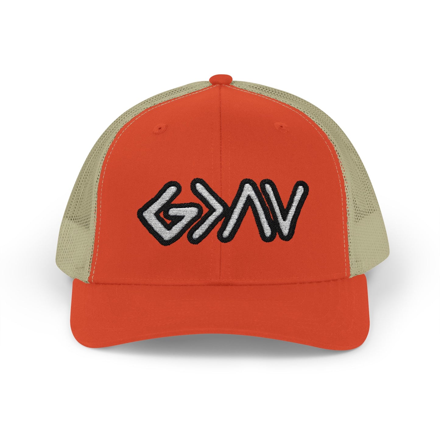 GOD>Ups & Downs Trucker Cap – Embroidered Snapback Mesh Hat