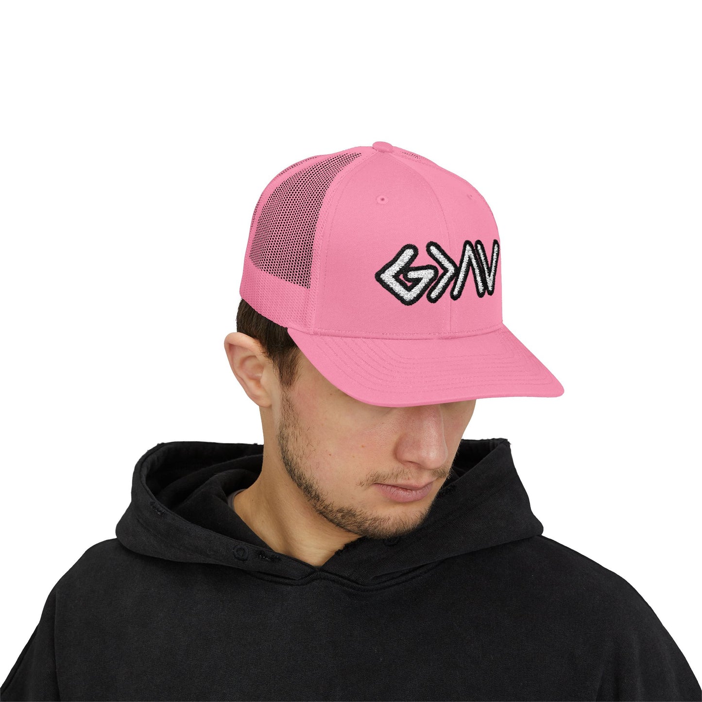 GOD>Ups & Downs Trucker Cap – Embroidered Snapback Mesh Hat