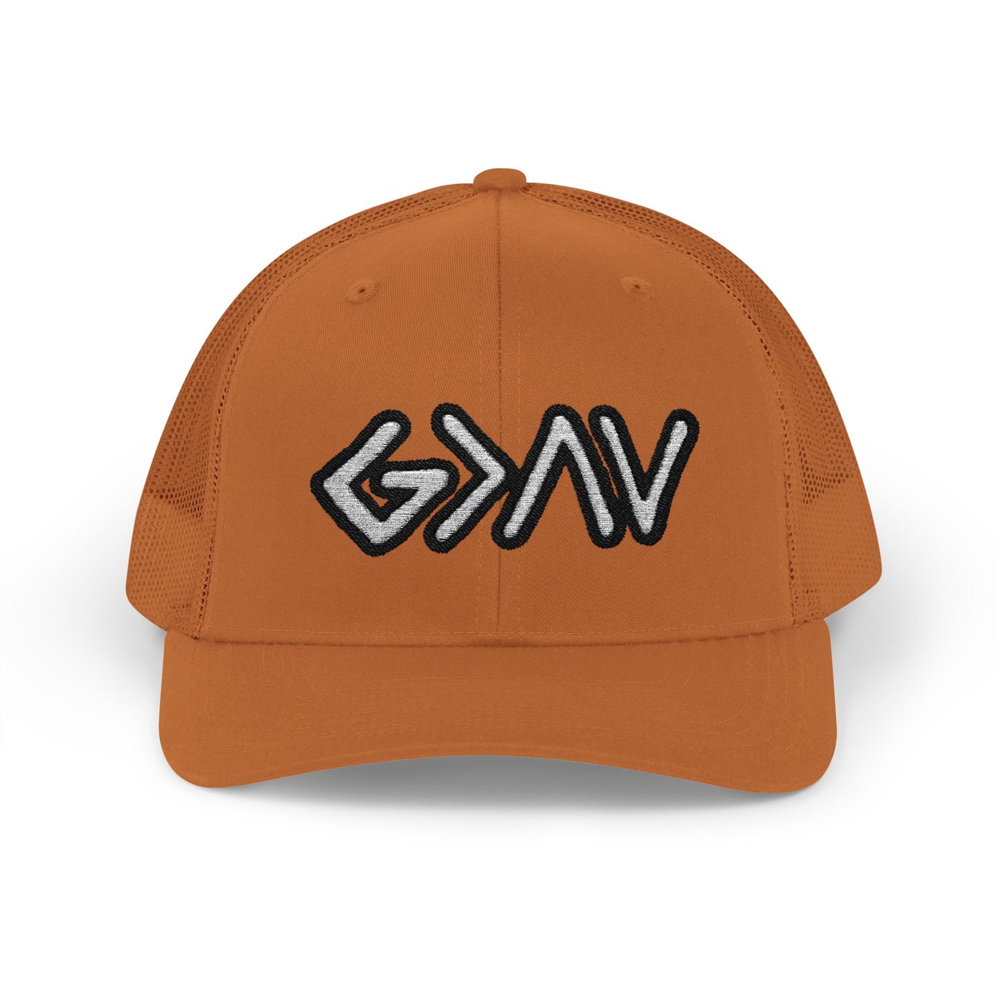 GOD>Ups & Downs Trucker Cap – Embroidered Snapback Mesh Hat