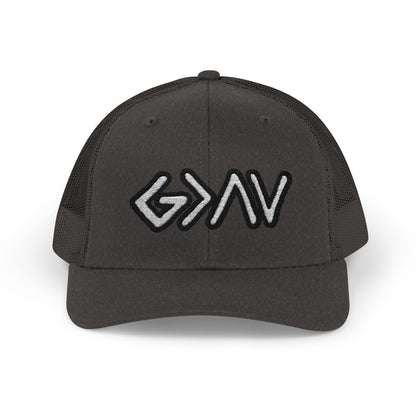 GOD>Ups & Downs Trucker Cap – Embroidered Snapback Mesh Hat