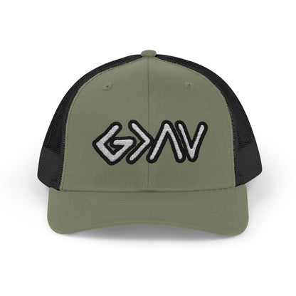 GOD>Ups & Downs Trucker Cap – Embroidered Snapback Mesh Hat