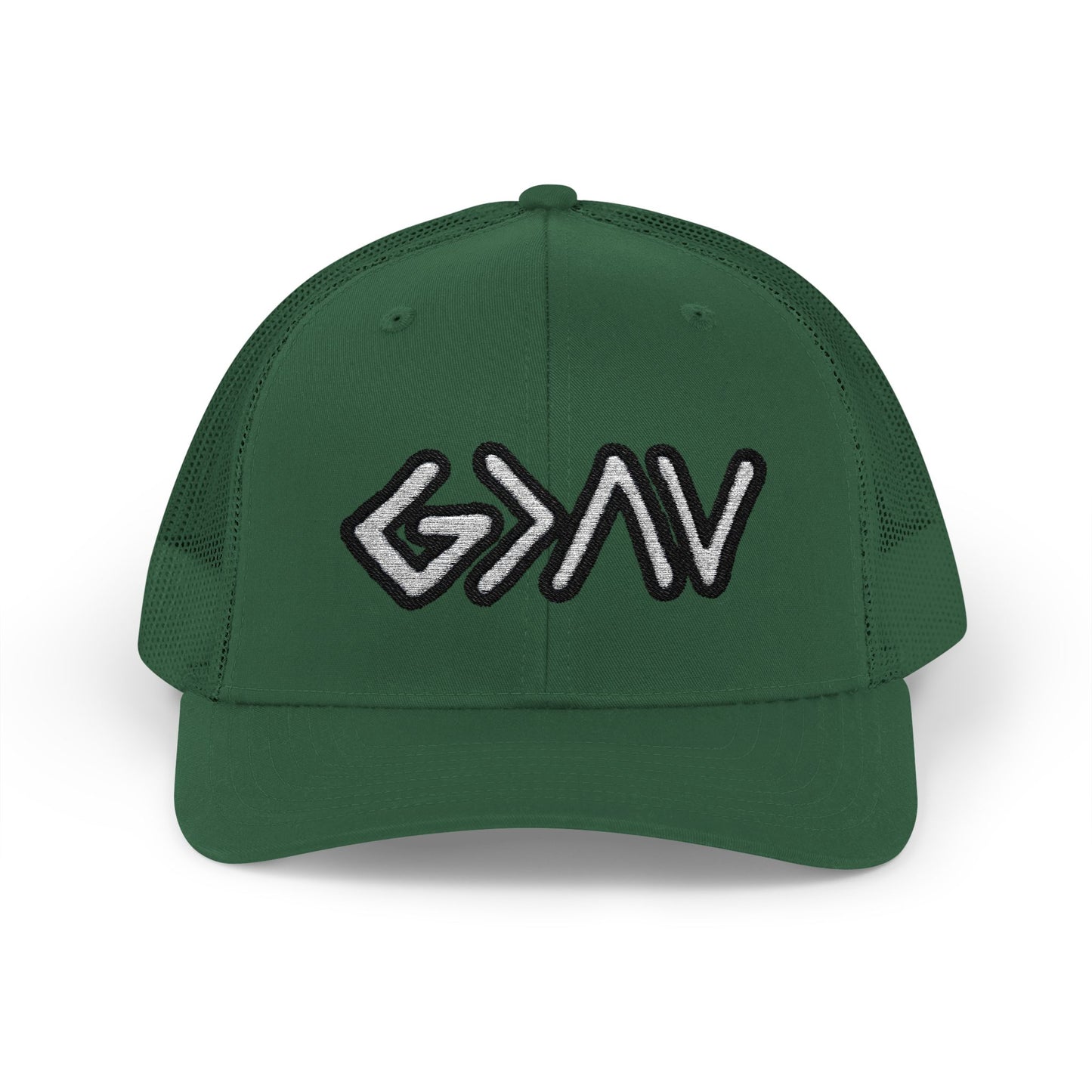 GOD>Ups & Downs Trucker Cap – Embroidered Snapback Mesh Hat