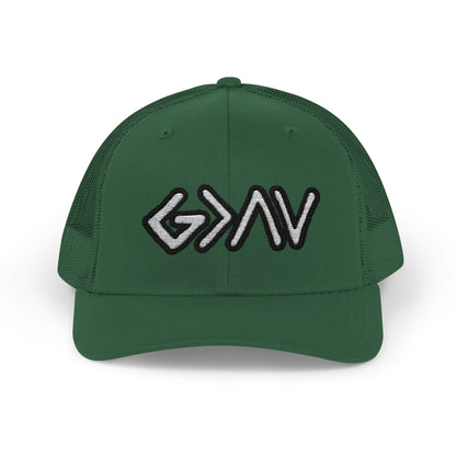 GOD>Ups & Downs Trucker Cap – Embroidered Snapback Mesh Hat