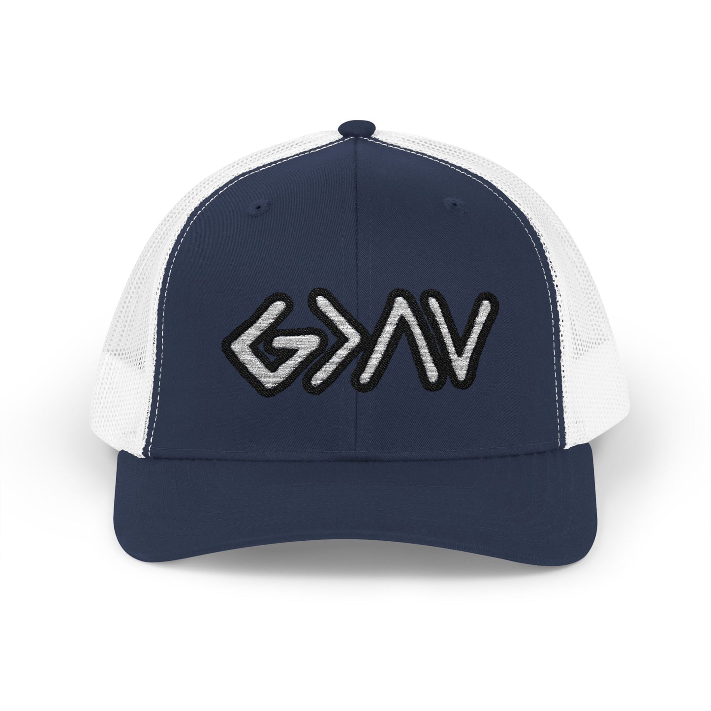 GOD>Ups & Downs Trucker Cap – Embroidered Snapback Mesh Hat