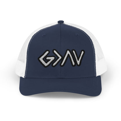 GOD>Ups & Downs Trucker Cap – Embroidered Snapback Mesh Hat